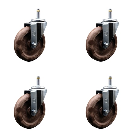 Service Caster 5 High Temp Glass Filled Nylon Wheel Swivel 7/16'' Grip Ring Stem Caster Set, 4PK SCC-GR20S514-GFNSHT-716138-4